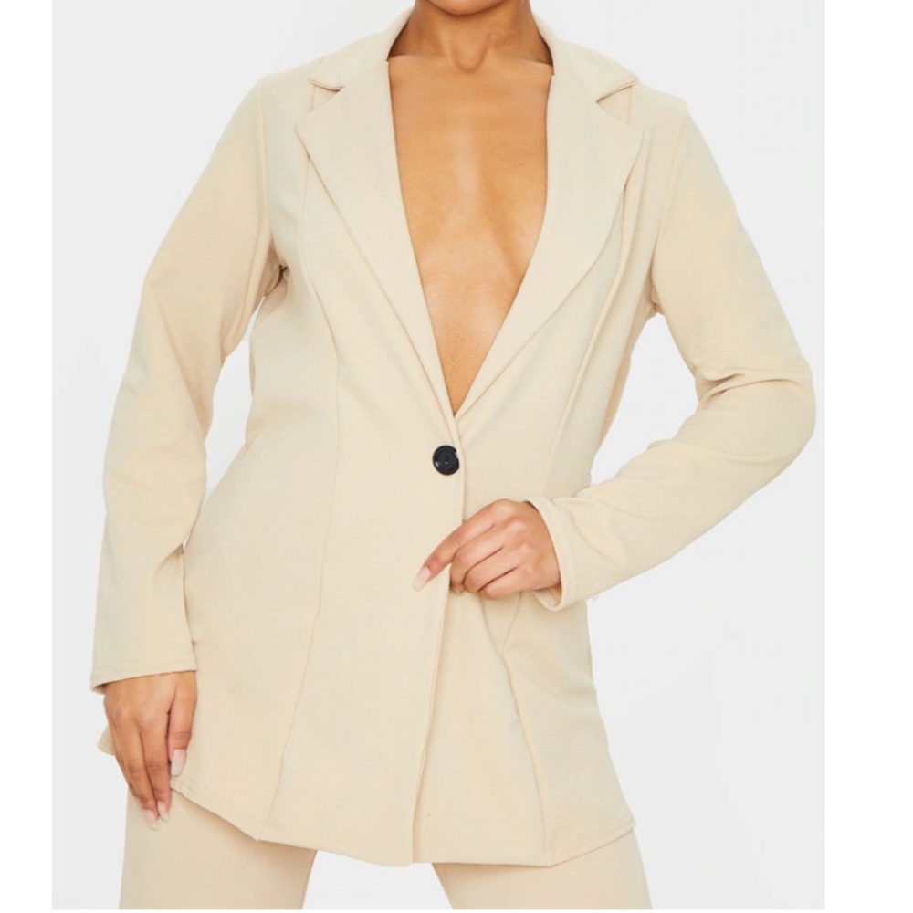 Stone Oversized Fitted Blazer